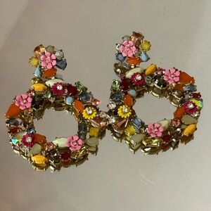 J. Crew Colorful Floral Hoop Earrings NWOT